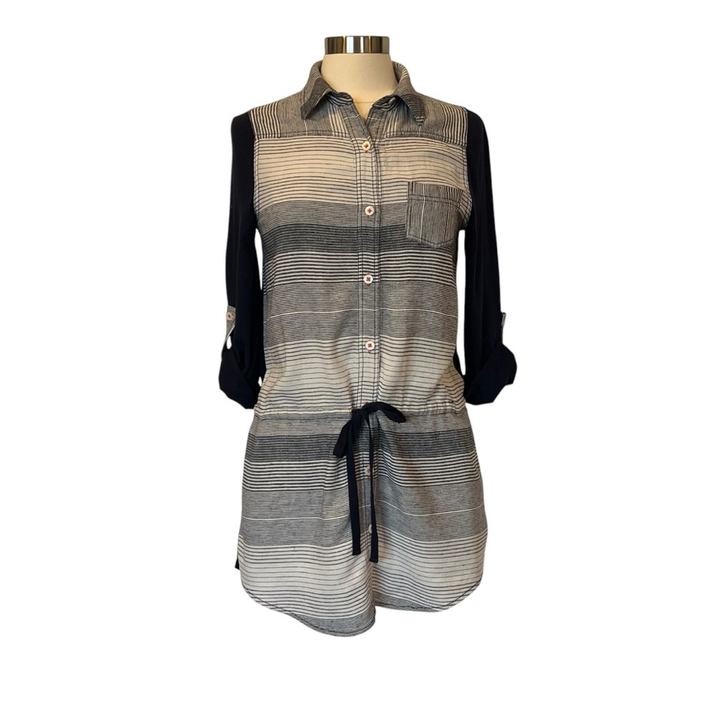 Anthropologie Postmark 9 H15 STCL Rowena Small Button Down Striped Tunic…